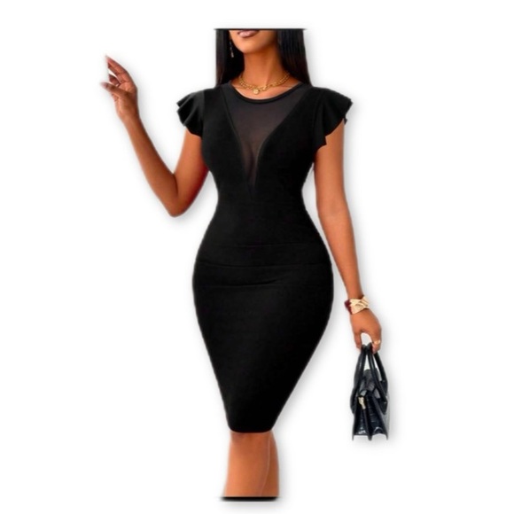 Elegant Black Bodycon Dress - Picture 3 of 8